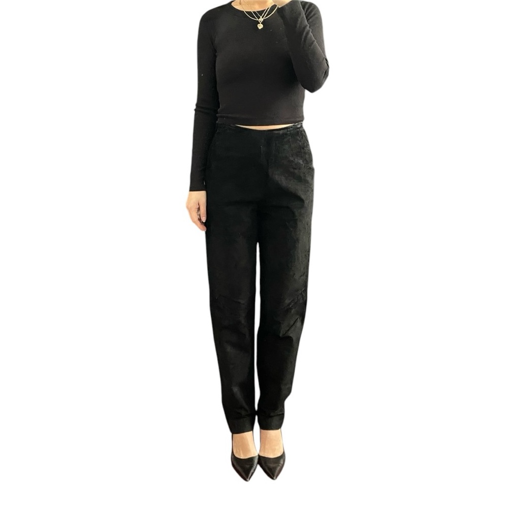Danier Vintage Black Suede High Waist Slim Pants Size US 4